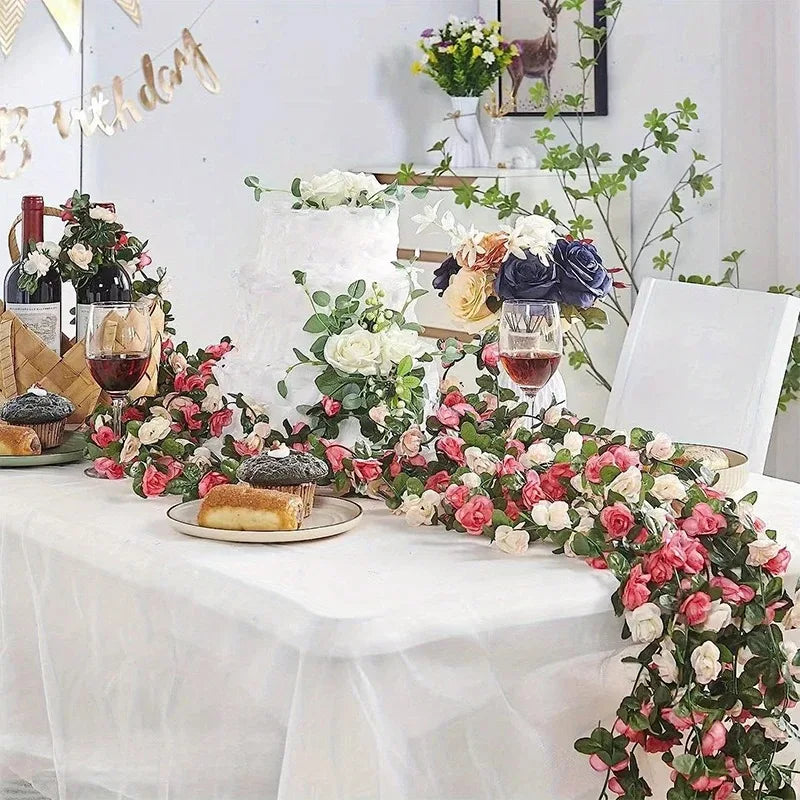 Γιρλάντα με Τεχνητά Τριαντάφυλλα 230Cm — Μέταξα, 6 Χρώματα, για Γάμο & Πάρτι