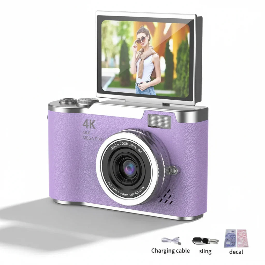 Ψηφιακή Συμπαγής Κάμερα 4K με Αναδιπλούμενη Οθόνη, 48MP, Zoom 8X για Φωτογραφίες και Βίντεο