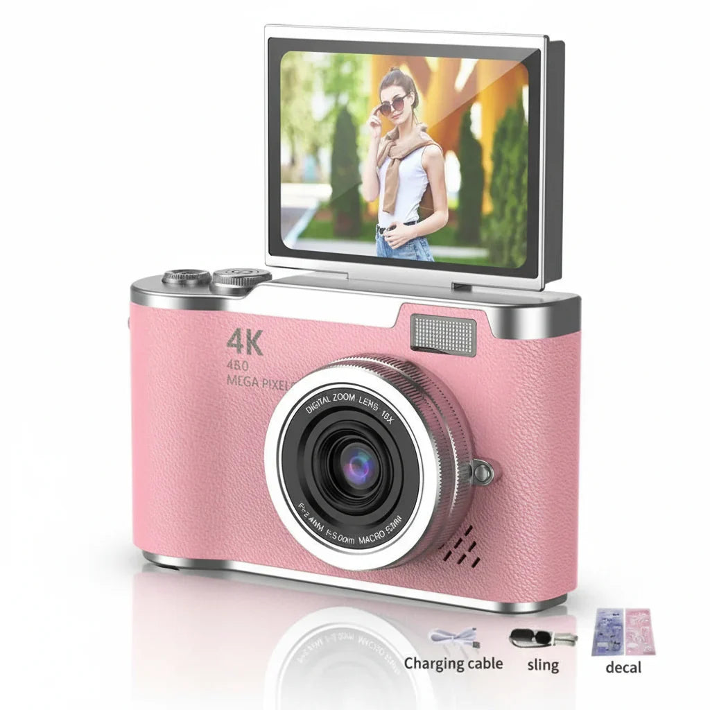 Ψηφιακή Συμπαγής Κάμερα 4K με Αναδιπλούμενη Οθόνη, 48MP, Zoom 8X για Φωτογραφίες και Βίντεο
