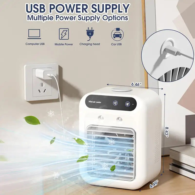 Συμπαγές Φορητό Ανεμιστηράκι Air Conditioner με Φόρτιση USB