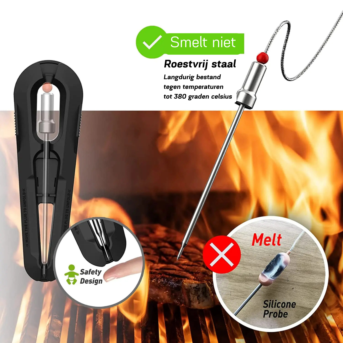 Έξυπνο Θερμόμετρο BBQ με Τεχνητή Νοημοσύνη (Ai) + Δωρεάν Εφαρμογή για Κινητά
