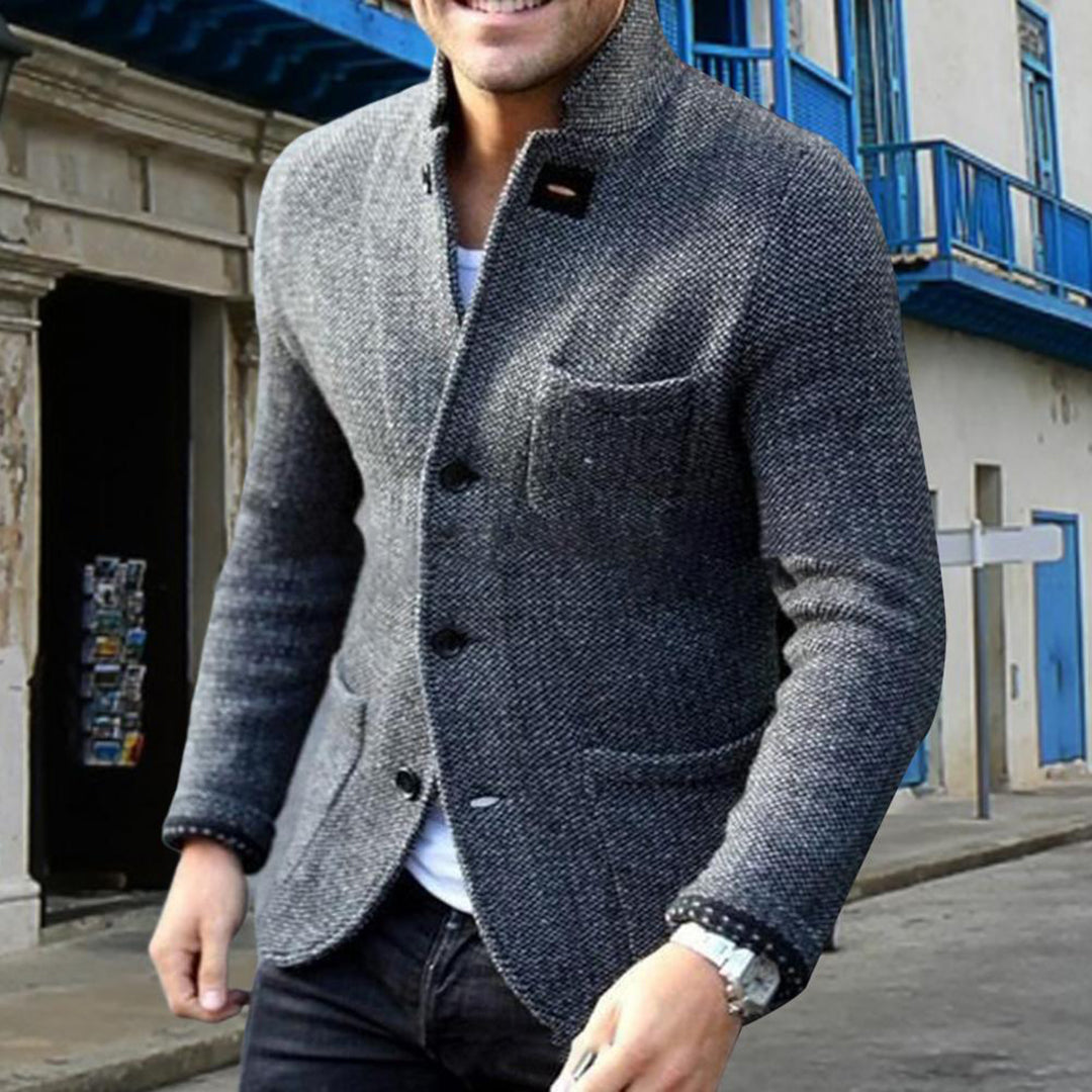 Ανδρική Πλεκτή Ζακέτα Blazer με Ανάγλυφη Ύφανση