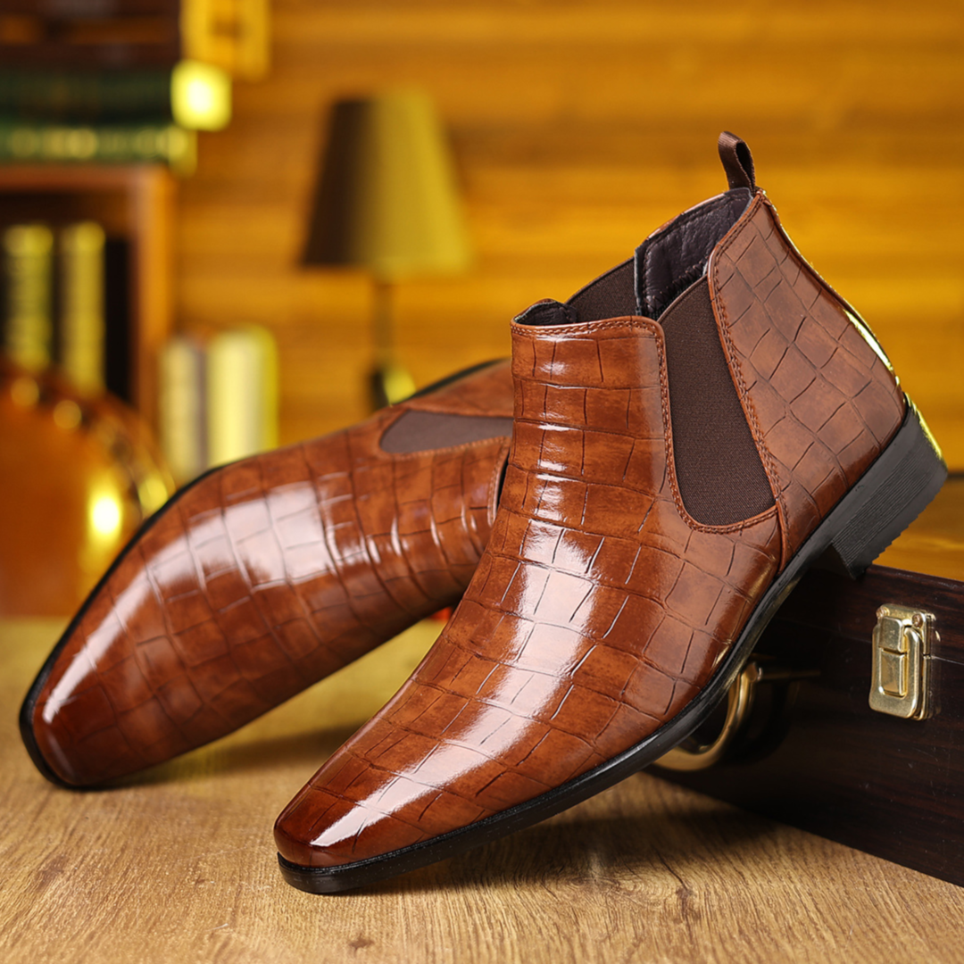 Πολυτελή Μποτάκια Chelsea με Ανάγλυφο Σχέδιο Κροκό