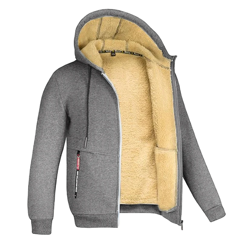 Ανδρική Άνετη Fleece Ζακέτα Φούτερ με Επένδυση Sherpa