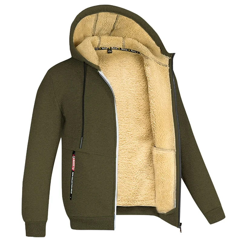 Ανδρική Άνετη Fleece Ζακέτα Φούτερ με Επένδυση Sherpa