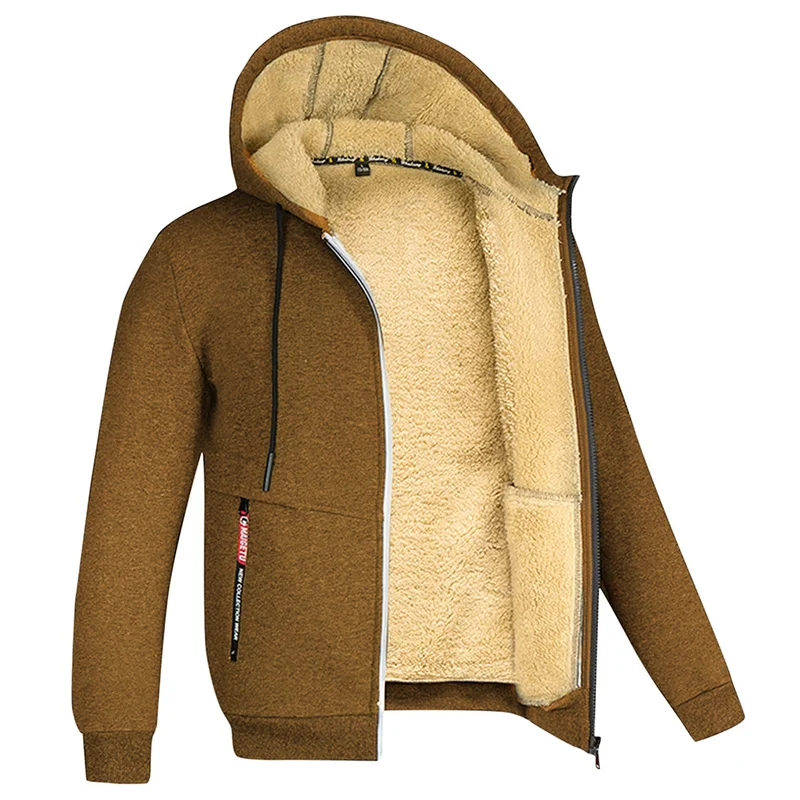 Ανδρική Άνετη Fleece Ζακέτα Φούτερ με Επένδυση Sherpa