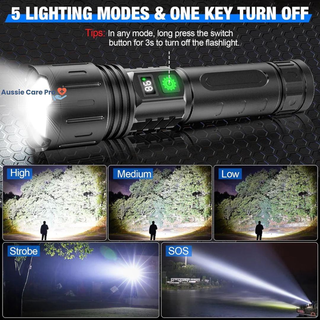 Τακτικός Φακός LED 100000 Lumen Επαναφορτιζόμενος