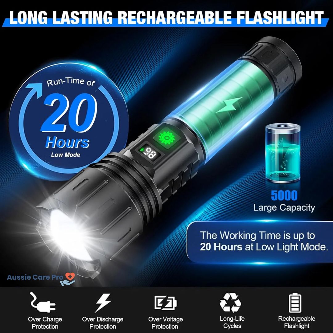 Τακτικός Φακός LED 100000 Lumen Επαναφορτιζόμενος