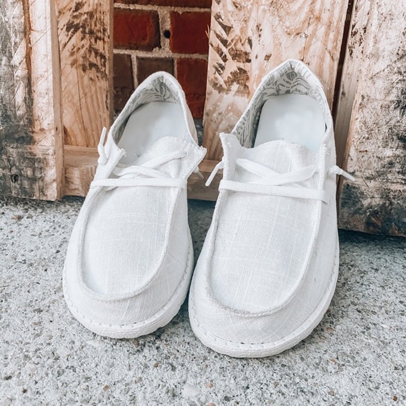 Γυναικεία Καμβάδινα Loafers με Κορδόνια