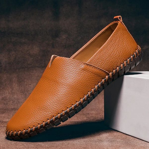 Ανδρικά Loafers από Συνθετικό Δέρμα - Slip-On Παπούτσια Moc Toe