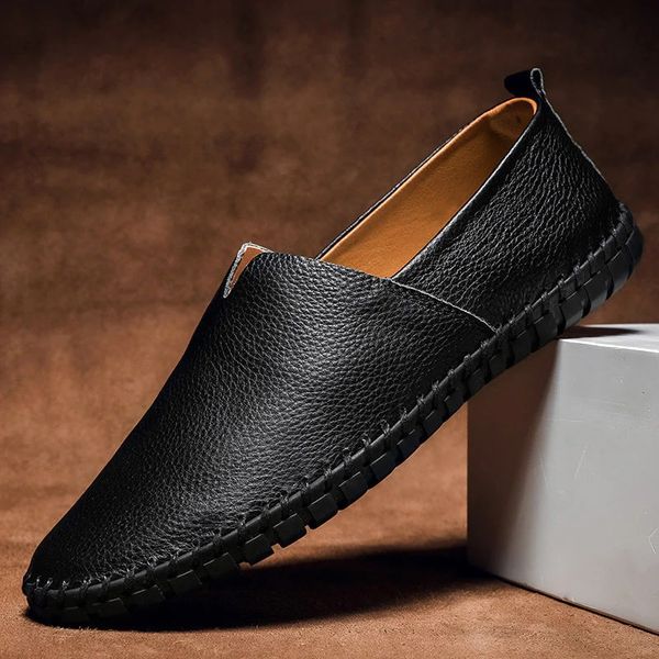 Ανδρικά Loafers από Συνθετικό Δέρμα - Slip-On Παπούτσια Moc Toe