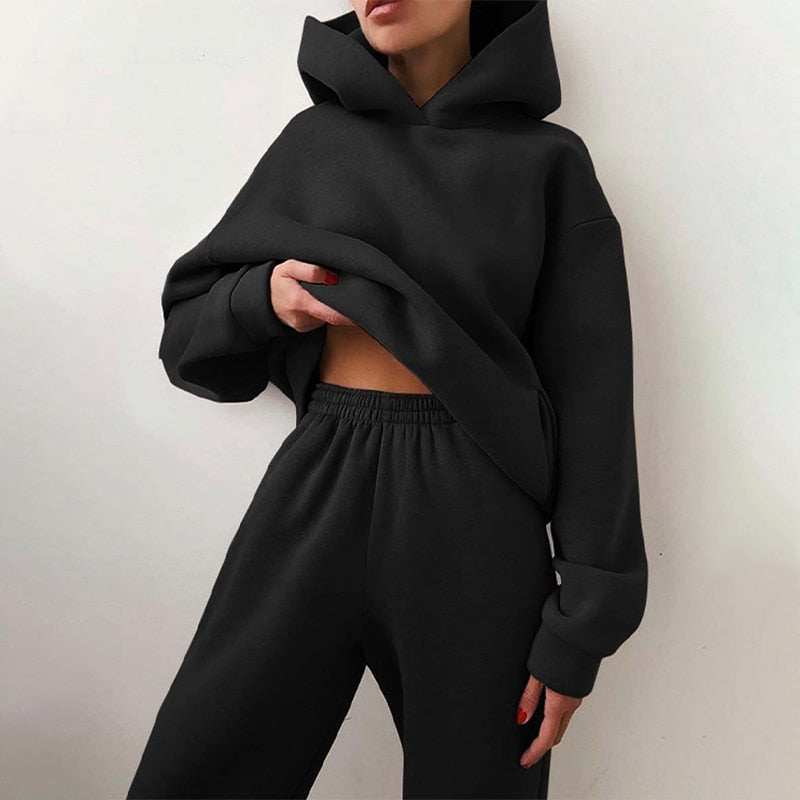Γυναικείο Σετ Loungewear Φούτερ και Παντελόνι Φόρμας - Ελαστική Μέση