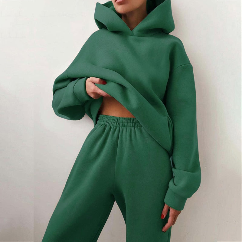 Γυναικείο Σετ Loungewear Φούτερ και Παντελόνι Φόρμας - Ελαστική Μέση
