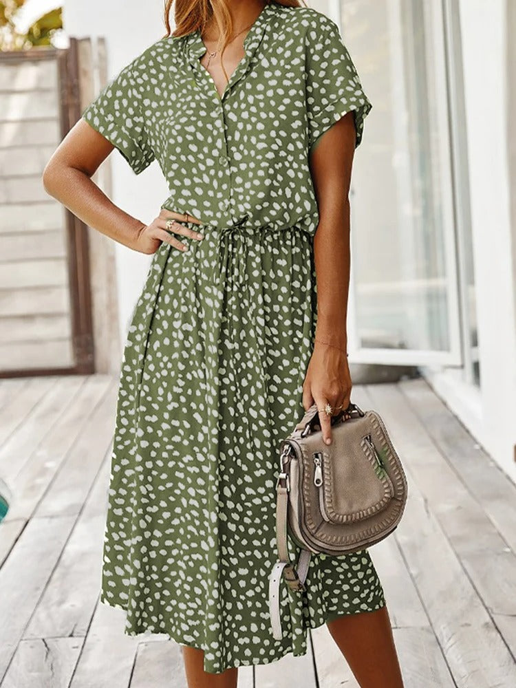 Γυναικείο Midi Φόρεμα με Πουά Μοτίβο