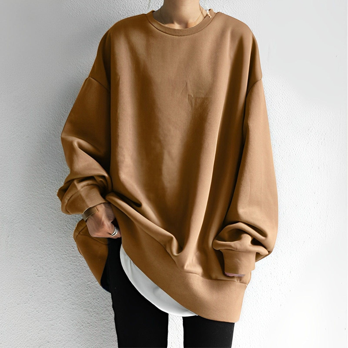 Γυναικείο Oversized Φούτερ με Στρόγγυλη Λαιμόκοψη