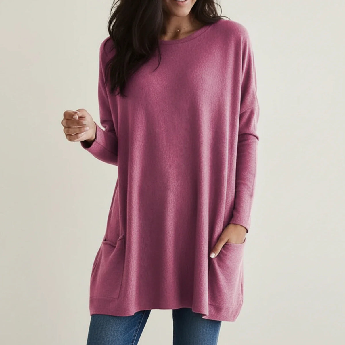Γυναικείο Oversized Πλεκτό Φόρεμα με Τσέπες