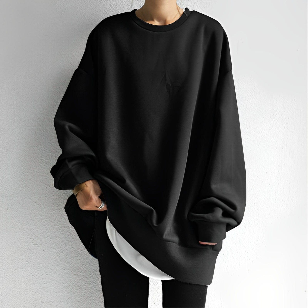 Γυναικείο Oversized Φούτερ με Στρόγγυλη Λαιμόκοψη