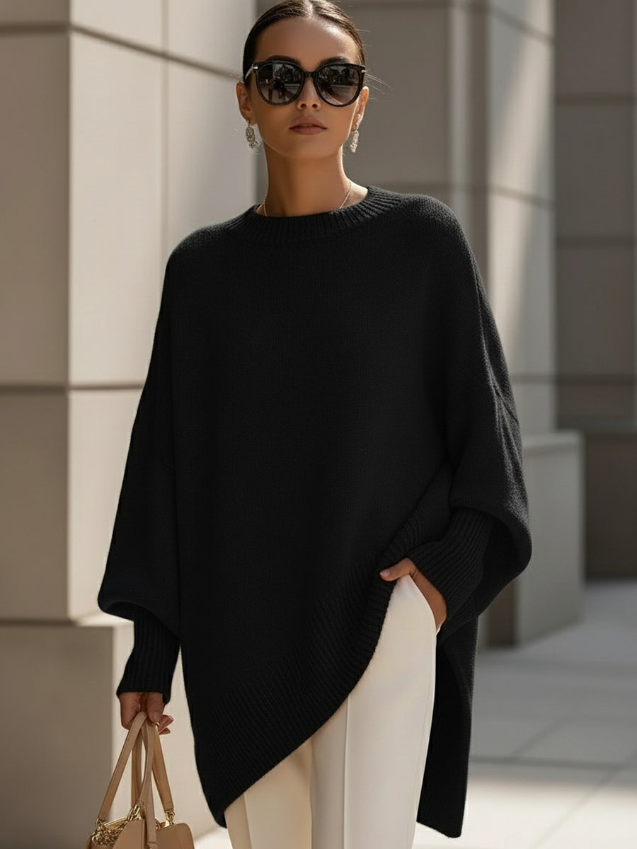 Γυναικείο Oversized Πλεκτό Πουλover με Στρογγυλή Λαιμόκοψη