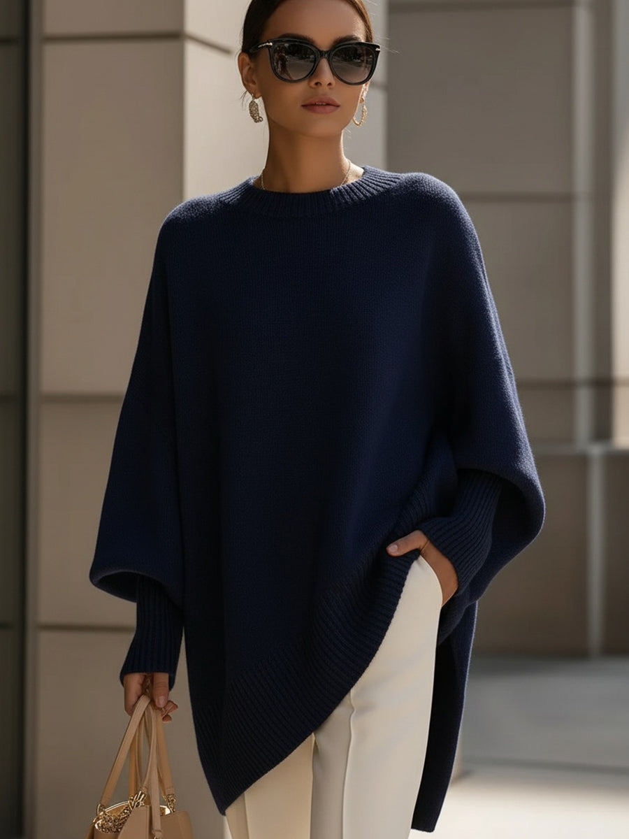 Γυναικείο Oversized Πλεκτό Πουλover με Στρογγυλή Λαιμόκοψη
