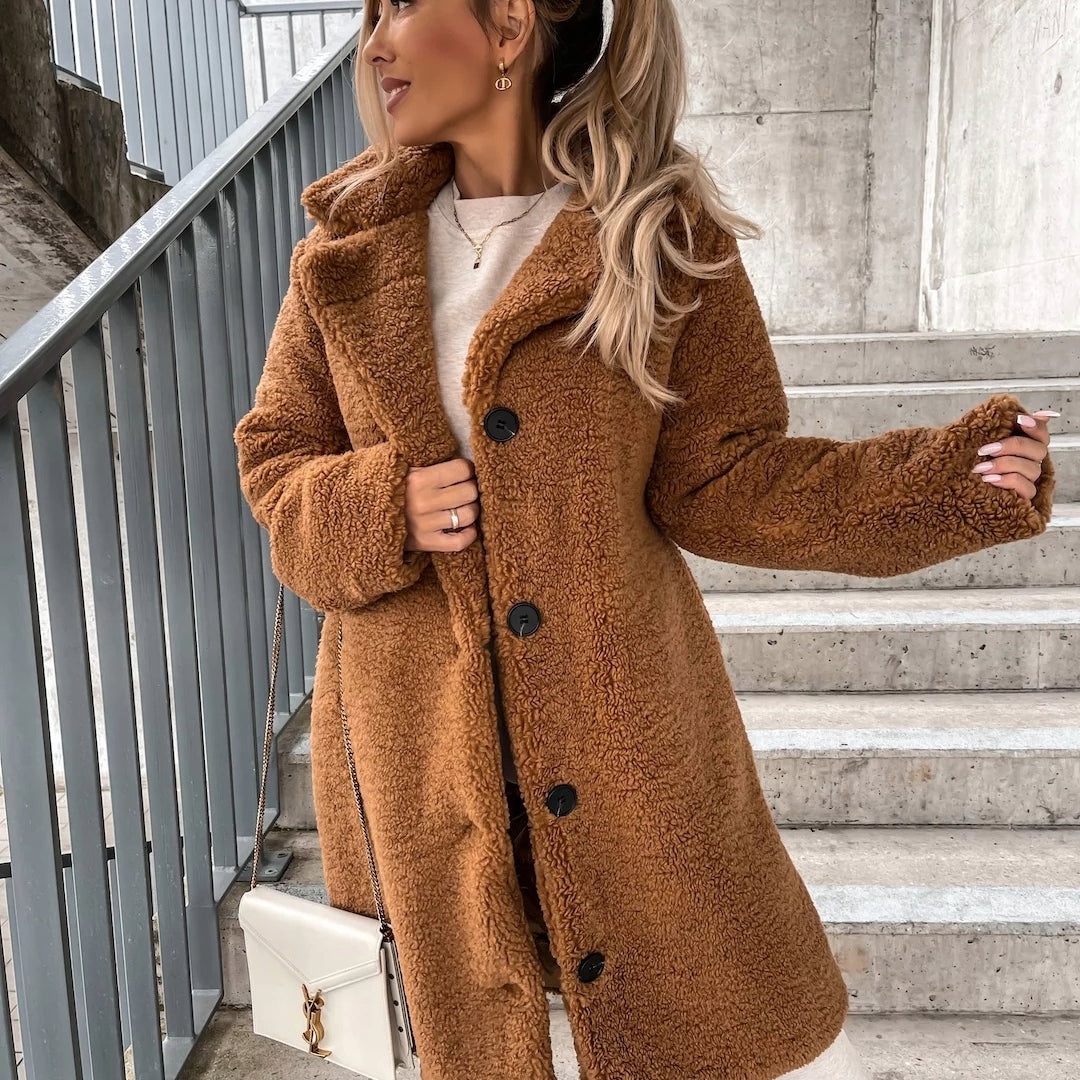 Γυναικείο Μακρύ Oversized Παλτό Teddy