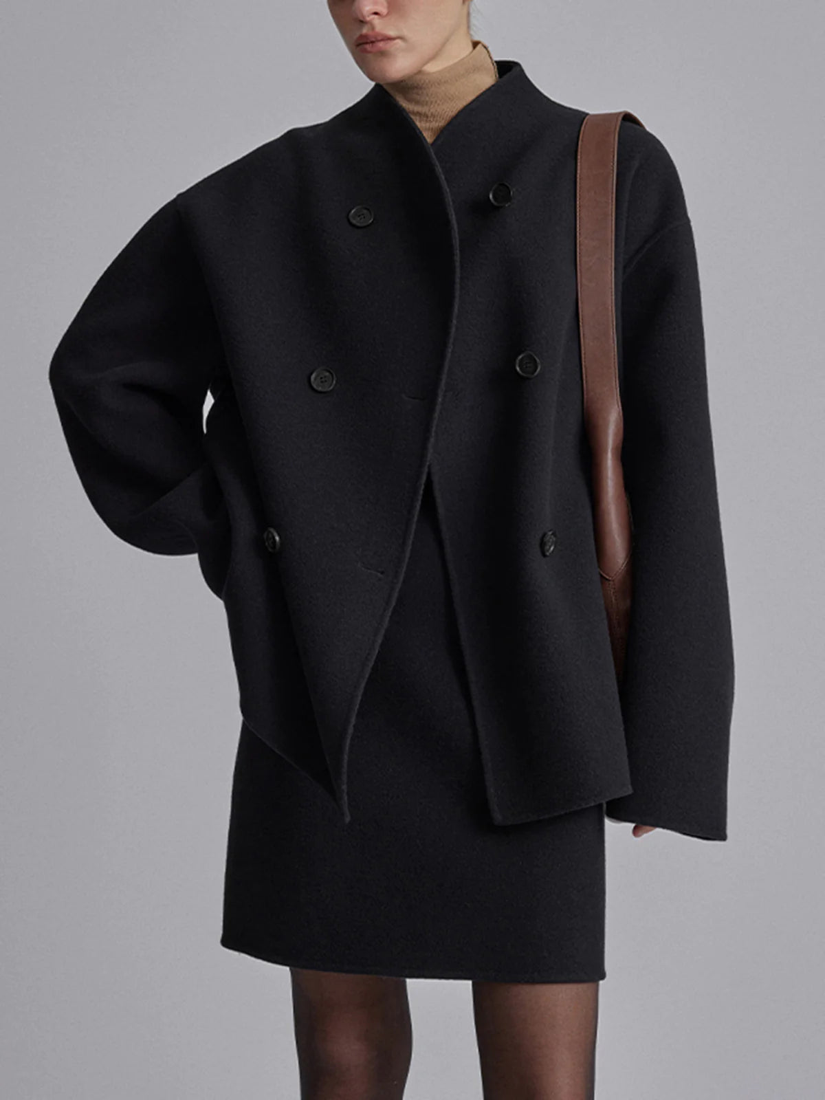 Γυναικείο Ημίπαλτο Pea Coat με Διπλή Σειρά Κουμπιών