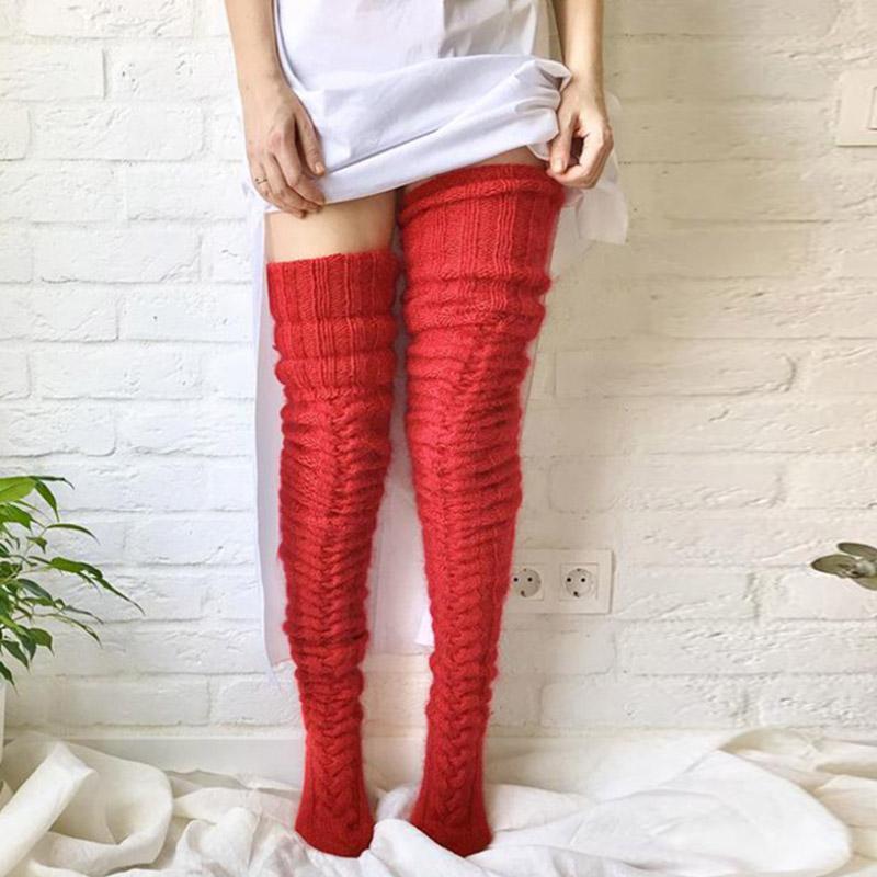 Χειροποίητες Πλεκτές Κάλτσες Πάνω από το Γόνατο Γυναικείες - Μαλακές και Ζεστός
