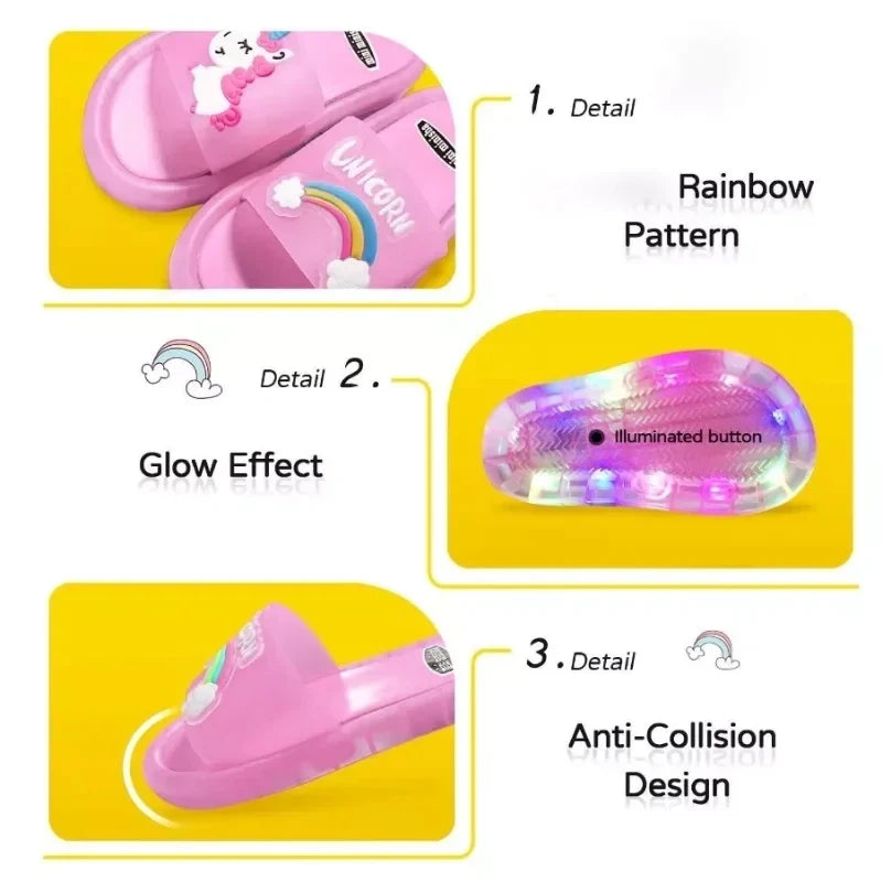 Παιδικές Φωτιζόμενες Παντόφλες Μονοκέρος - Παιχνιδιάρικες και Πολύχρωμες