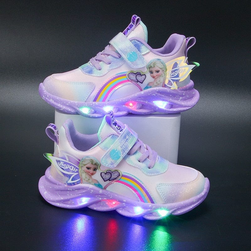 Παιδικά Sneaker με Glitter Ουράνιο Τόξο - Παιδικά Παπούτσια LED για Τολμηρούς Εξερευνητές