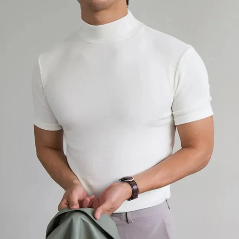 Ανδρικό T-Shirt με Ψηλό Γιακά Casual για Καθημερινή Χρήση