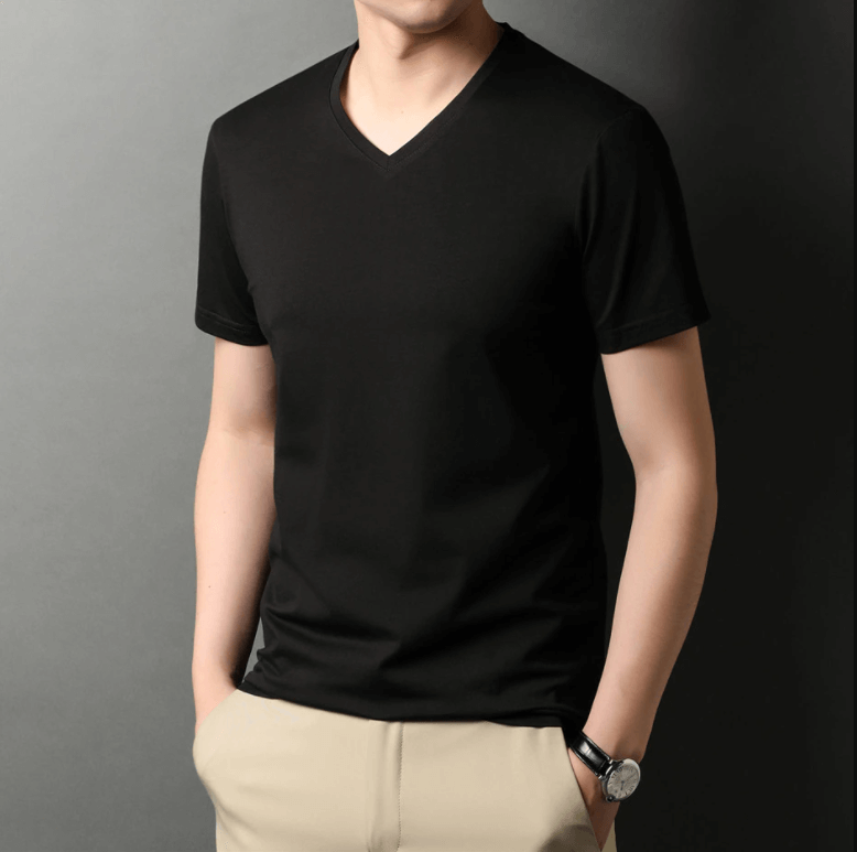 Ανδρικό T-Shirt Slim Fit με Λαιμόκοψη V