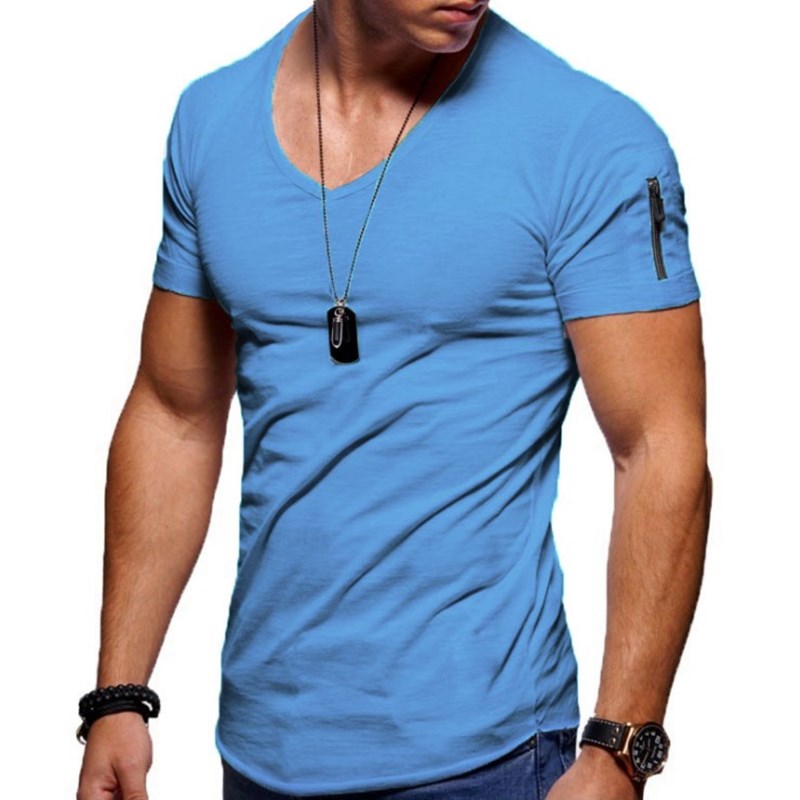 Ανδρικό T-Shirt με Λαιμόκοψη V σε Αθλητική Γραμμή