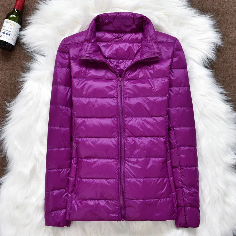 Γυναικείο Πουπουλένιο Μπουφάν Πανάλαφρο με Κουκούλα, Taupe, Αναδιπλούμενο