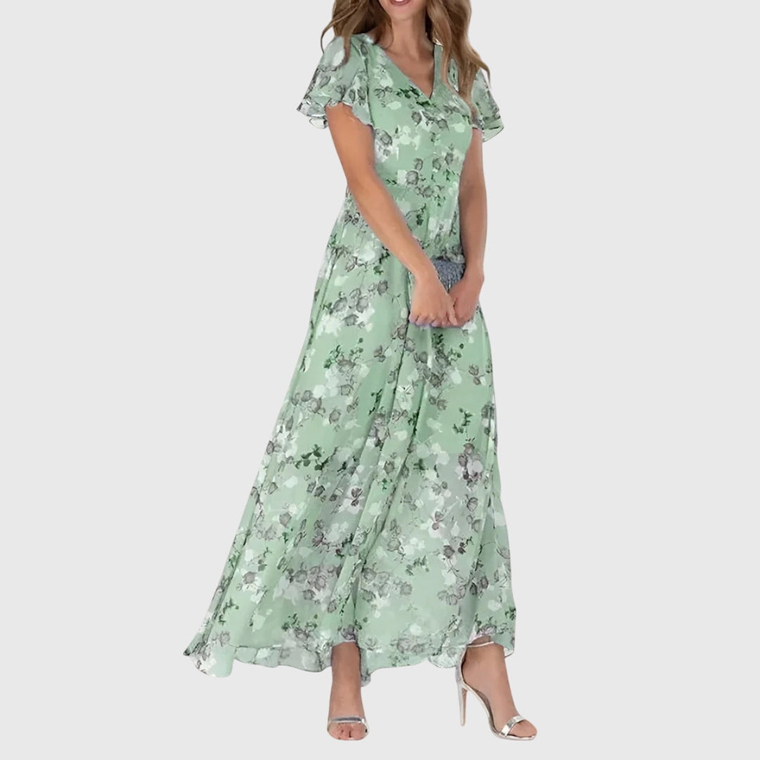 Γυναικείο Φλοράλ Μάξι Φόρεμα με V Λαιμόκοψη